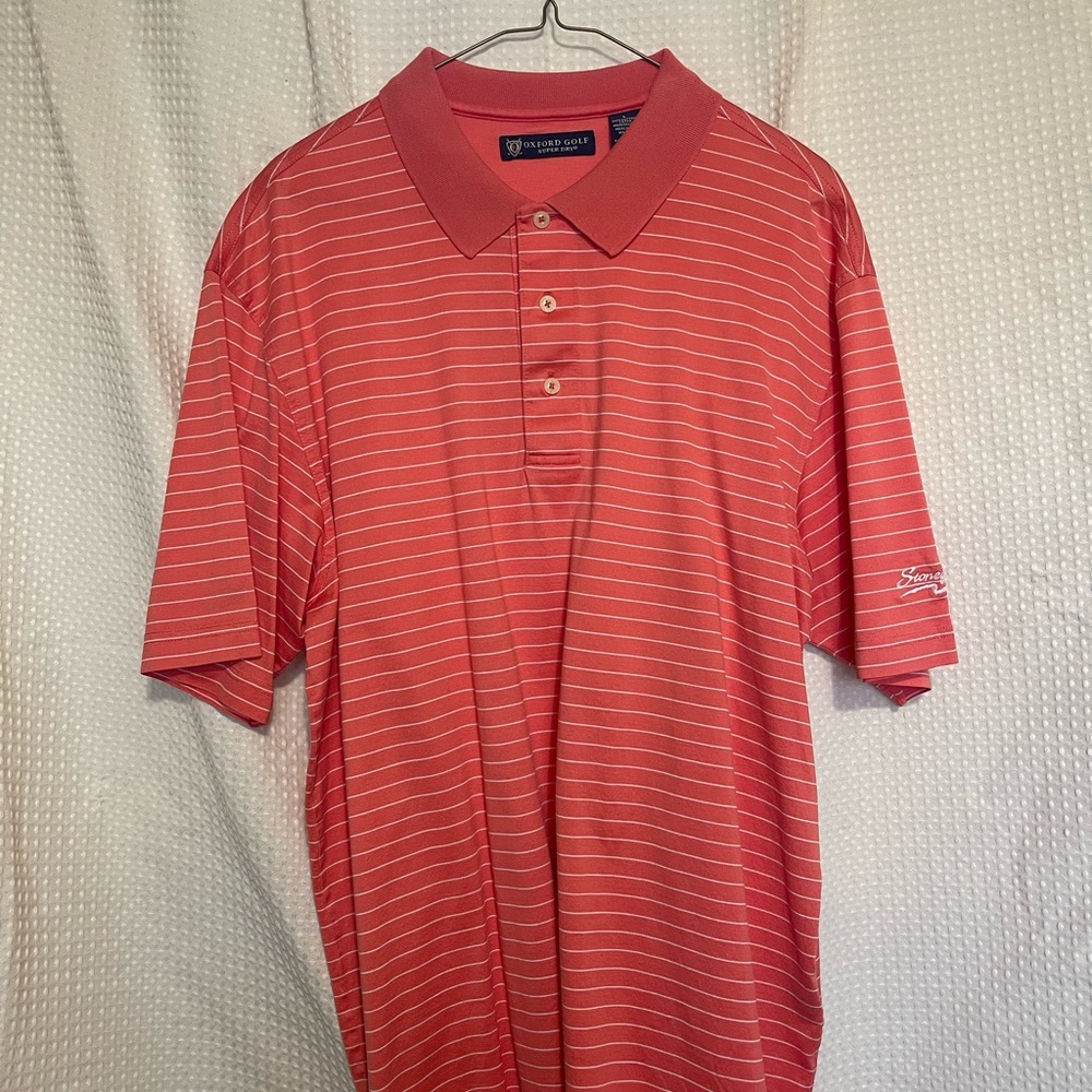 Coral-Striped Men’s Polo